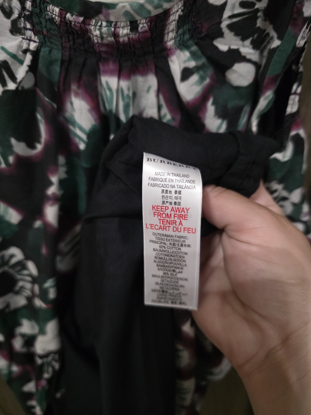 Burberry Girls Floral Tie-Dye Sleeveless Dress in Black, White & Green - Picture 4 of 4